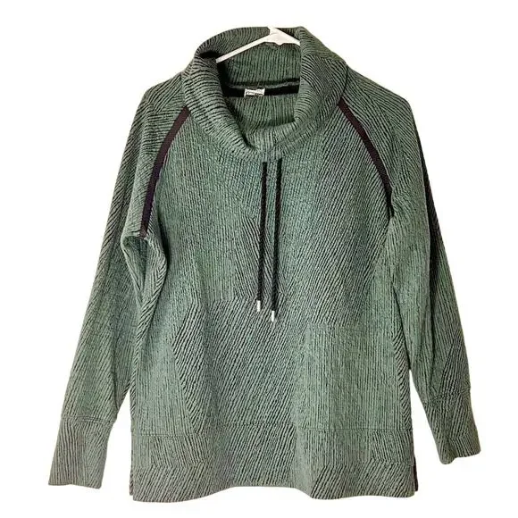 Kirkland Signature Jacquard Mockneck Cozy Pullover Women's M Green/Teal - Picture 3 of 12